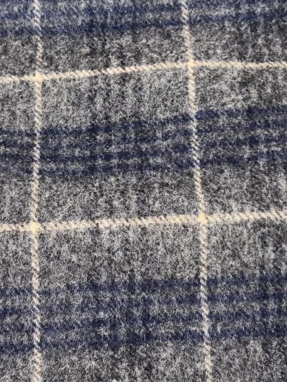 Barbour by Moon 100% Wool Scarf Made in England Tartan Check Gray Blue